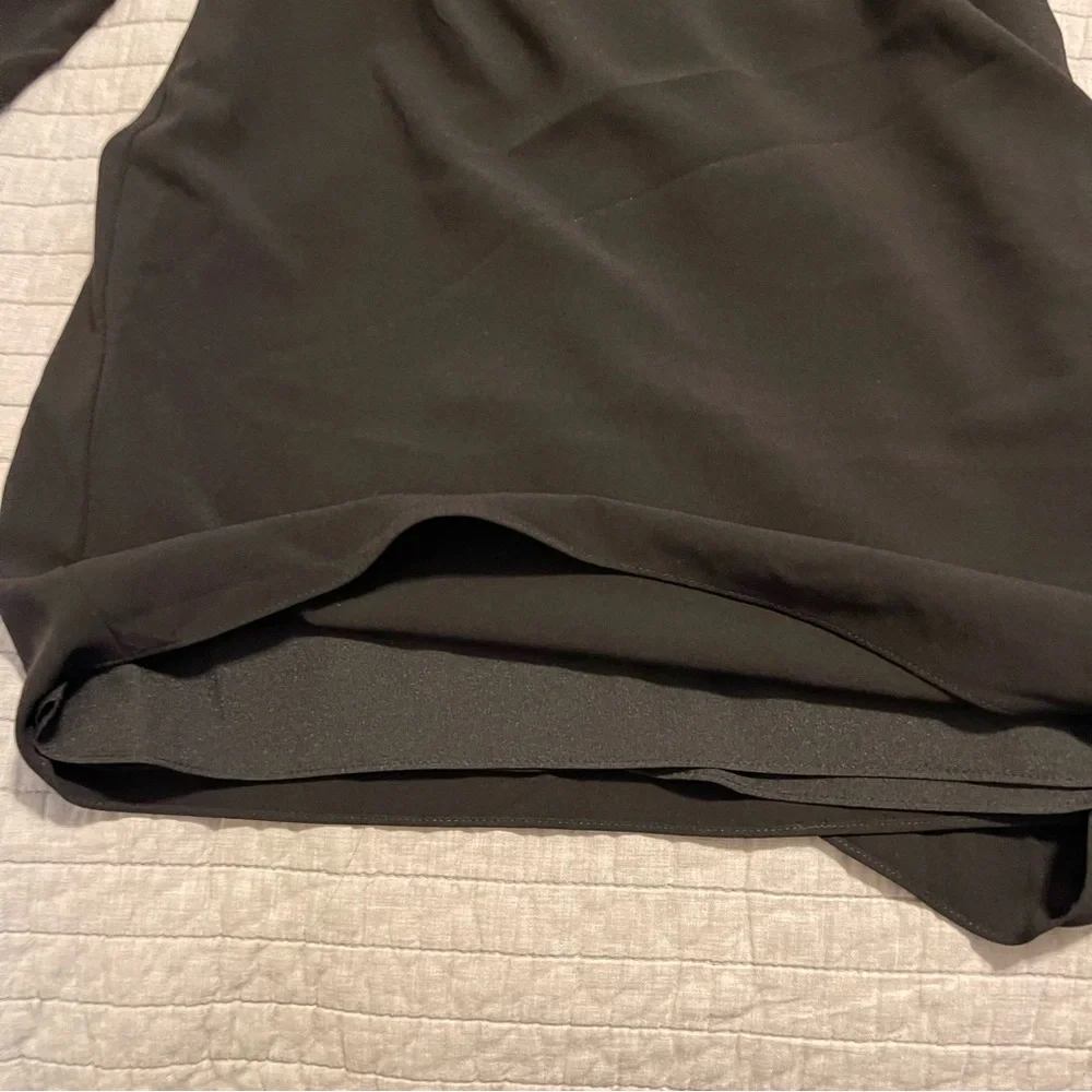 Halston Heritage Asymmetric Cocktail Dress 3/4 Sleeve Knot Back Black Size 0 - Picture 10 of 12